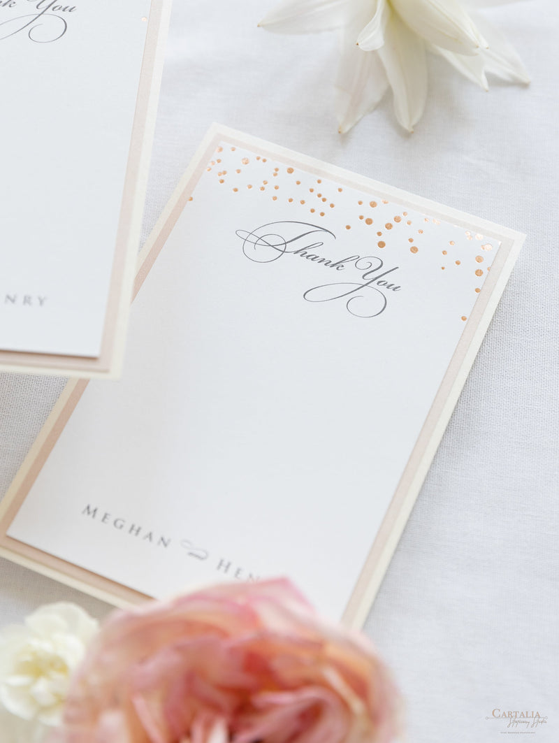 Thank you Card matching to Classic Envelope with Confetti  in Dusty Pink and Champagne
