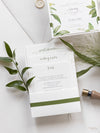 Modern Calligraphy Invitation  3 Tier Folder Pocket Suite with Vellum Parchment Envelope and Pearl Wax Seal with ribbed ribbon
