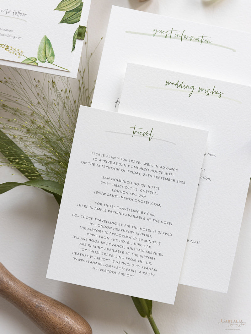 Modern Calligraphy Invitation  3 Tier Folder Pocket Suite with Vellum Parchment Envelope and Pearl Wax Seal with ribbed ribbon