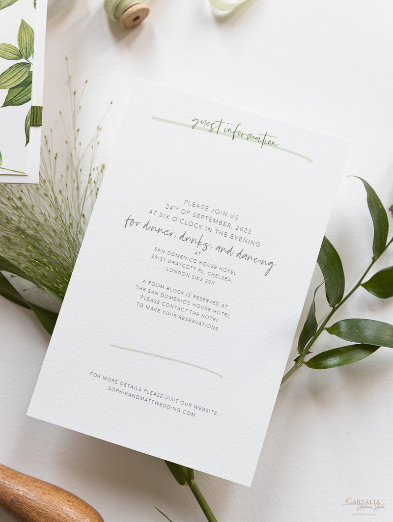 Modern Calligraphy Invitation  3 Tier Folder Pocket Suite with Vellum Parchment Envelope and Pearl Wax Seal with ribbed ribbon