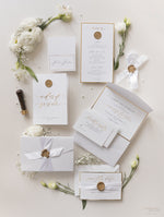 Bespoke Wax Seal Menu Cupid Amore with Gold Foil Trim