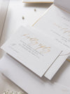 Cupid's Amore Classic Wax Seal Envelope Fold Folder in White with Satin Ribbon and Gold Details