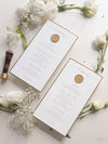 Bespoke Wax Seal Menu Cupid Amore with Gold Foil Trim