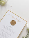 Bespoke Wax Seal Menu Cupid Amore with Gold Foil Trim