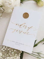 Modern Order of Service in Gold Cupid Amore with a Wax Seal