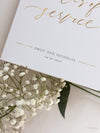 Modern Order of Service in Gold Cupid Amore with a Wax Seal