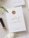 Modern Order of Service in Gold Cupid Amore with a Wax Seal