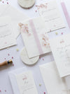 Modern Layered  Vellum/ Parchment Suite with Cherry Blossom Tree & Rose Gold Foil