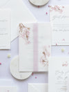 Modern Layered  Vellum/ Parchment Suite with Cherry Blossom Tree & Rose Gold Foil