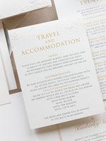 Luxury 4 Inserts Pocket with Embossed with Gold Foil Monogram and  Laser cut Pocket fold Suite