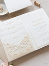 Luxury 4 Inserts Pocket with Embossed with Gold Foil Monogram and  Laser cut Pocket fold Suite