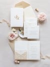 Luxury 4 Inserts Pocket with Embossed with Gold Foil Monogram and  Laser cut Pocket fold Suite