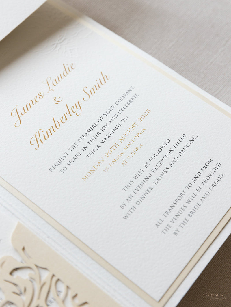 Shimmering Silver Monogram Pocket Wedding Invitation Suite – Cartalia