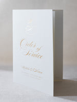 Luxury Classic Order Of Service Booklet With Gold Foil Monogram