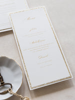 Tarjeta de menú clásica de lujo con brillo dorado