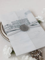 HEDSOR HOUSE | Your Venue invitation on Vellum with Wax Seal Wedding invitation | SAMPLE
