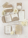 Luxury Old Gold Opulence Laser Cut Lace Pocketfold Wedding Invitation Suite with 3 Tier :  Guest Info & Travel & Rsvp Card
