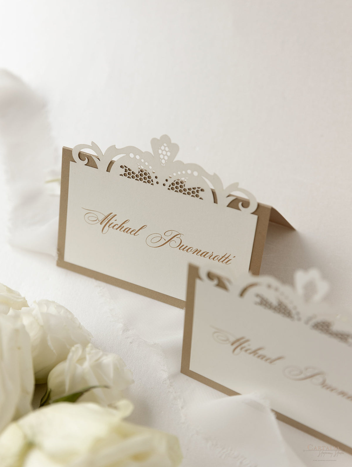 Luxury Old Gold Opulence Laser Cut Place Cards