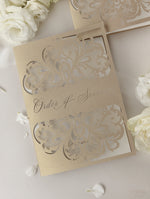Old Gold Opulence Laser Cut Lace Order Of Service