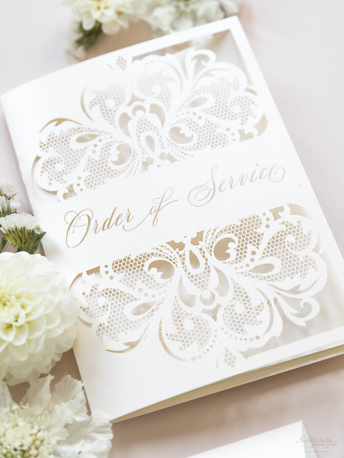 Champagne Opulence Laser Cut Lace Order Of Service