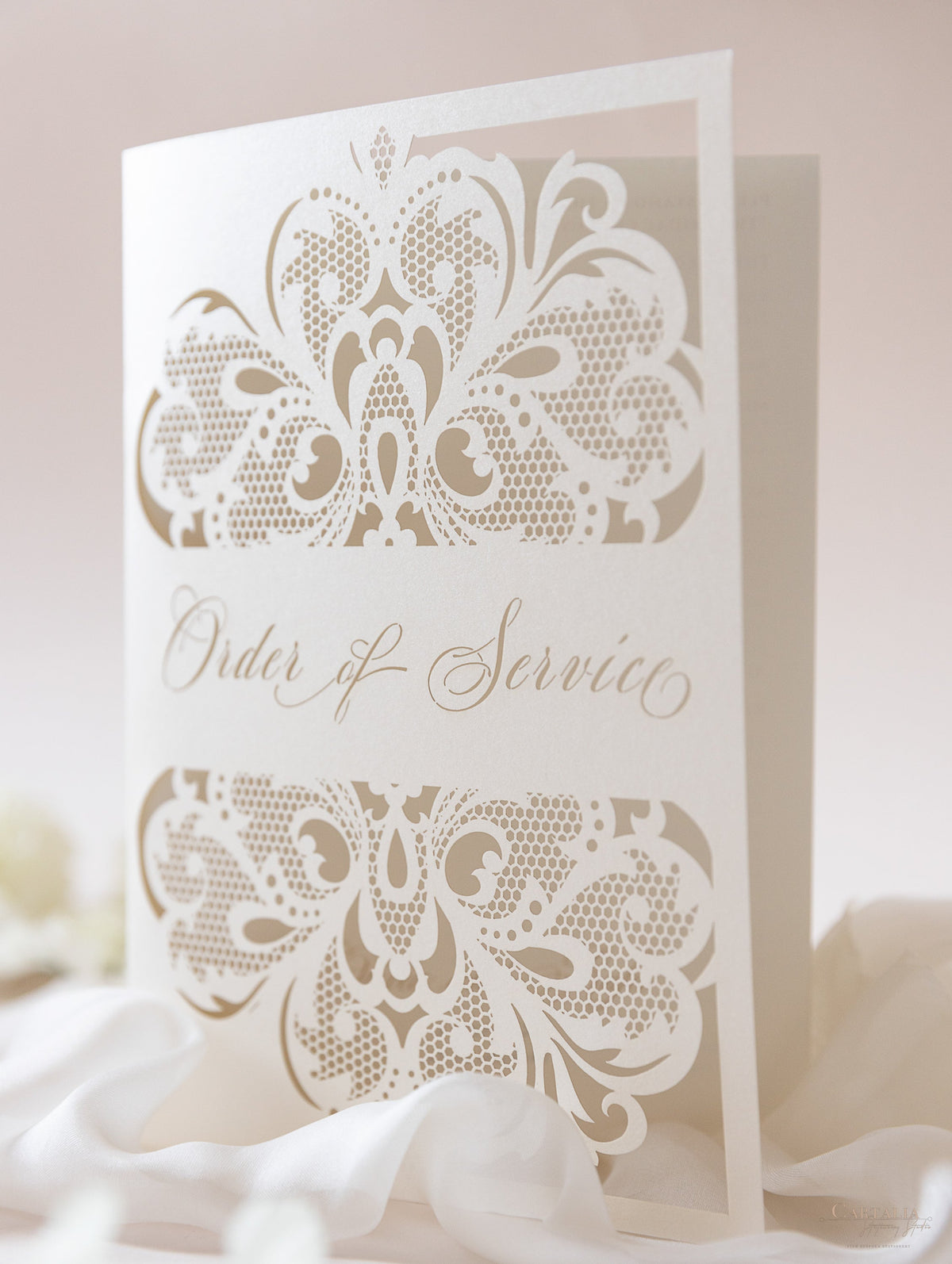 Champagne Opulence Laser Cut Lace Order Of Service