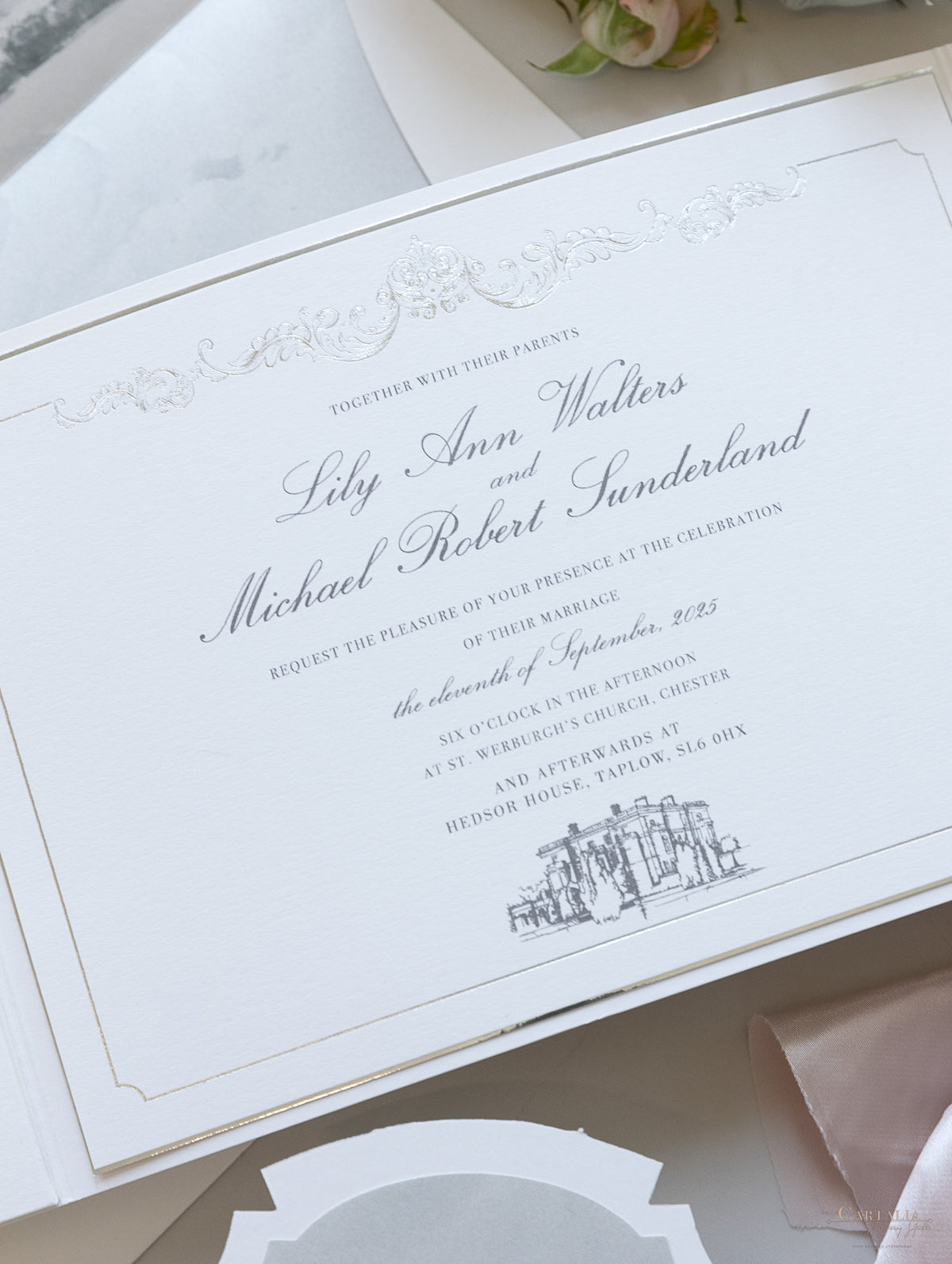 HEDSOR HOUSE Venue invitation Luxury pocket fold suite Wedding invitation