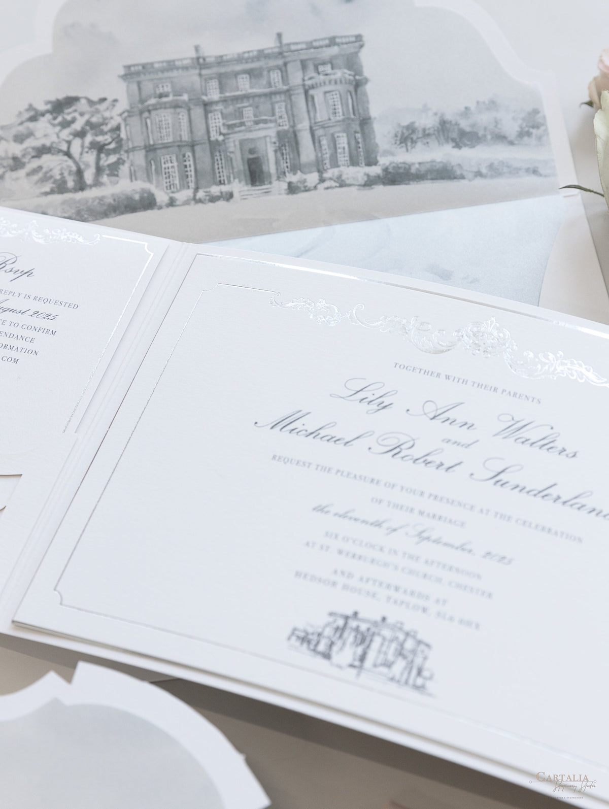 HEDSOR HOUSE Venue invitation Luxury pocket fold suite Wedding invitation