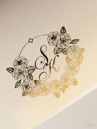 Luxury Roses Gold Foil Invitation pocket fold suite for Wedding Day, RSVP, Info Card with Laser Cut pocket, Calligraphy Script