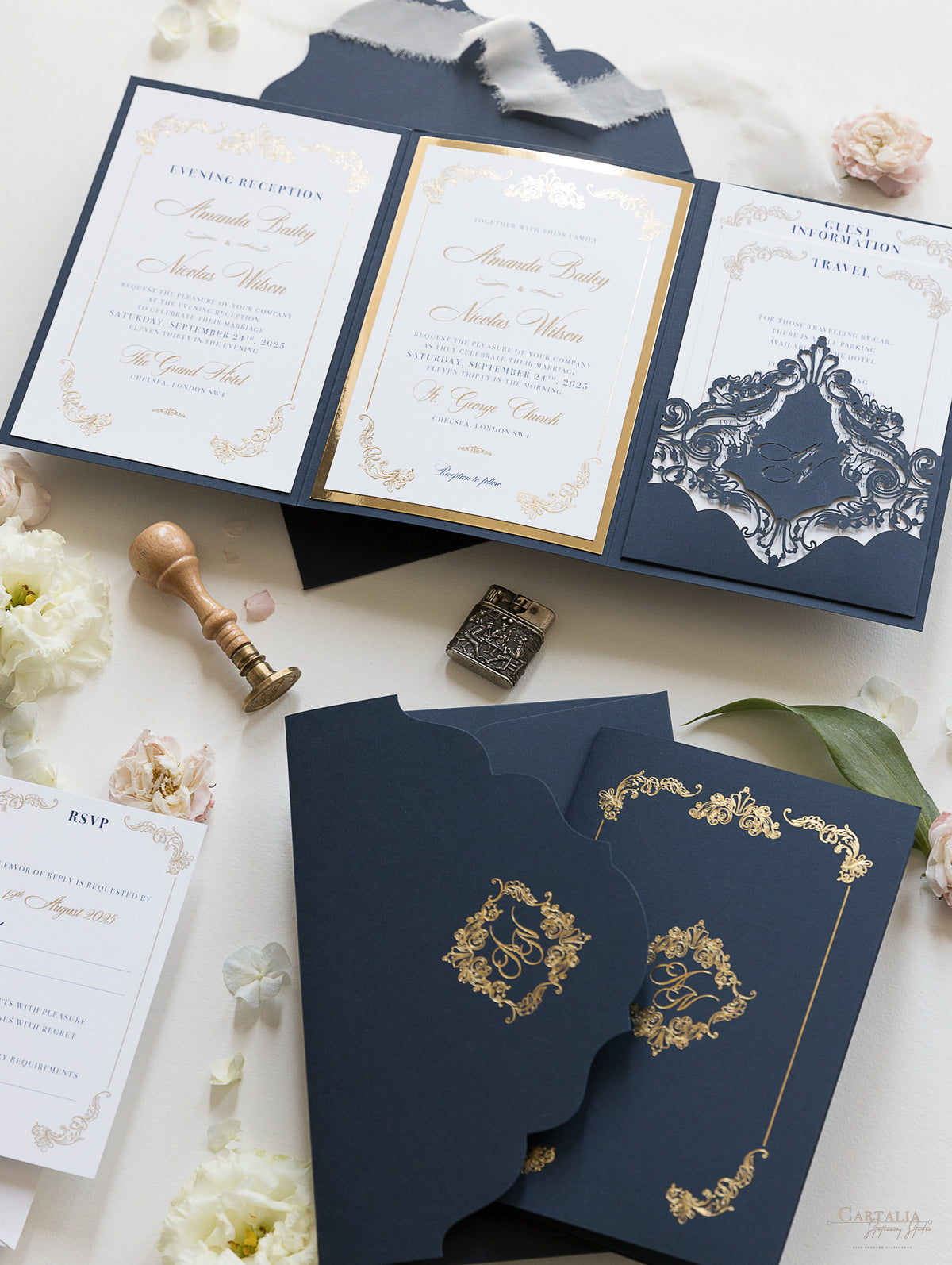 https://www.cartalia.com/cdn/shop/products/Cartalia_01.49.242A_Modern_wedding_day_elegant_design_pocket_style_wedding_invite_navy_gold_monogram_hotstamping_classic_RSVP-10.jpg?v=1671454222&width=1200