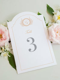 Luxury Arch Table Number Cards | Villa del Balbianello, Lake Como Wedding