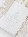 Pearl Foil Intricate Laser Cut Roses Suite with Rsvp Card