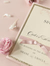 Order of Service Rose Pink Opulence Suite Gold Glitter with Ribbon