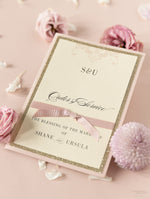 Modern Gold Glitter Wedding Simple Dusty Pink Ribbon Order of Service –  Cartalia