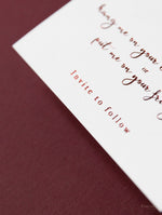 Christmas Tree Red Mirror Save the Date Magnet in Plexi Engraving, Velvet Ribbon.