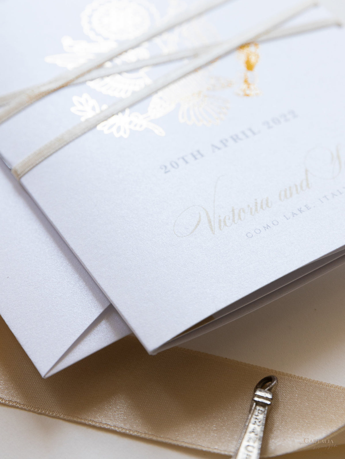 Luxury Passport Wedding Invitation in Champagne with Real Gold Foil Boarding Pass Invite suite