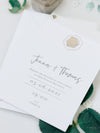 Vellum/ Parchment Layer and Silver Bolt Evening Invitation with Eucalyptus Silver Mirror Plexi Hexagon Tag