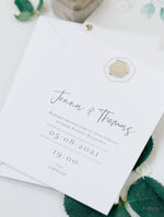 Vellum/ Parchment Layer and Silver Bolt Evening Invitation with Eucalyptus Silver Mirror Plexi Hexagon Tag
