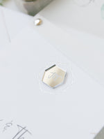 Vellum/ Parchment Layer and Silver Bolt Evening Invitation with Eucalyptus Silver Mirror Plexi Hexagon Tag