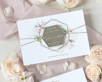 Acrylic Silver Mirror Save The Date Card with Floral Design & Real foil