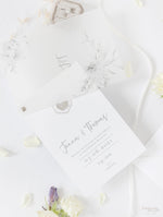 Vellum Suite Evening Reception Invitation & RSVP in Grey & Silver Boho Floral Design Silver Foil Mirror Plexi