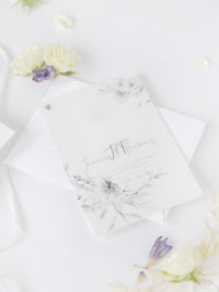 Vellum Suite Evening Reception Invitation & RSVP in Grey & Silver Boho Floral Design Silver Foil Mirror Plexi