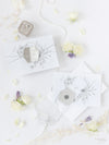 Silver Magnet Hexagon in Mirror Plexi Save the Date with Card and Silver String