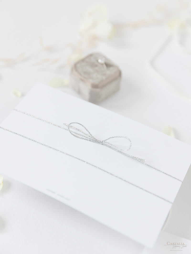Silver Magnet Hexagon in Mirror Plexi Save the Date with Card and Silver String