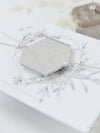 Silver Magnet Hexagon in Mirror Plexi Save the Date with Card and Silver String