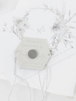 Silver Magnet Hexagon in Mirror Plexi Save the Date with Card and Silver String