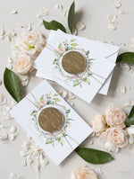 Floral Circle Round Save the Date with Plexi Mirror Magnet & Real Foil