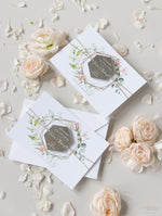 Acrylic Silver Mirror Save The Date Card with Floral Design & Real foil