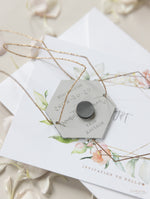 Acrylic Silver Mirror Save The Date Card with Floral Design & Real foil