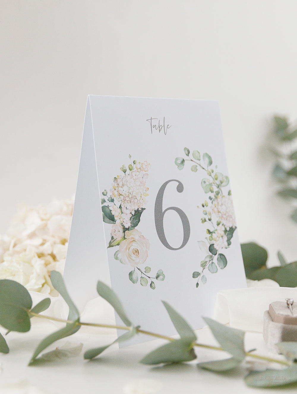 White Hydrangea Table Numbers – Cartalia