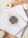 Mirror Plexi in Hexagon Save the Date Magnet with card and Gold String